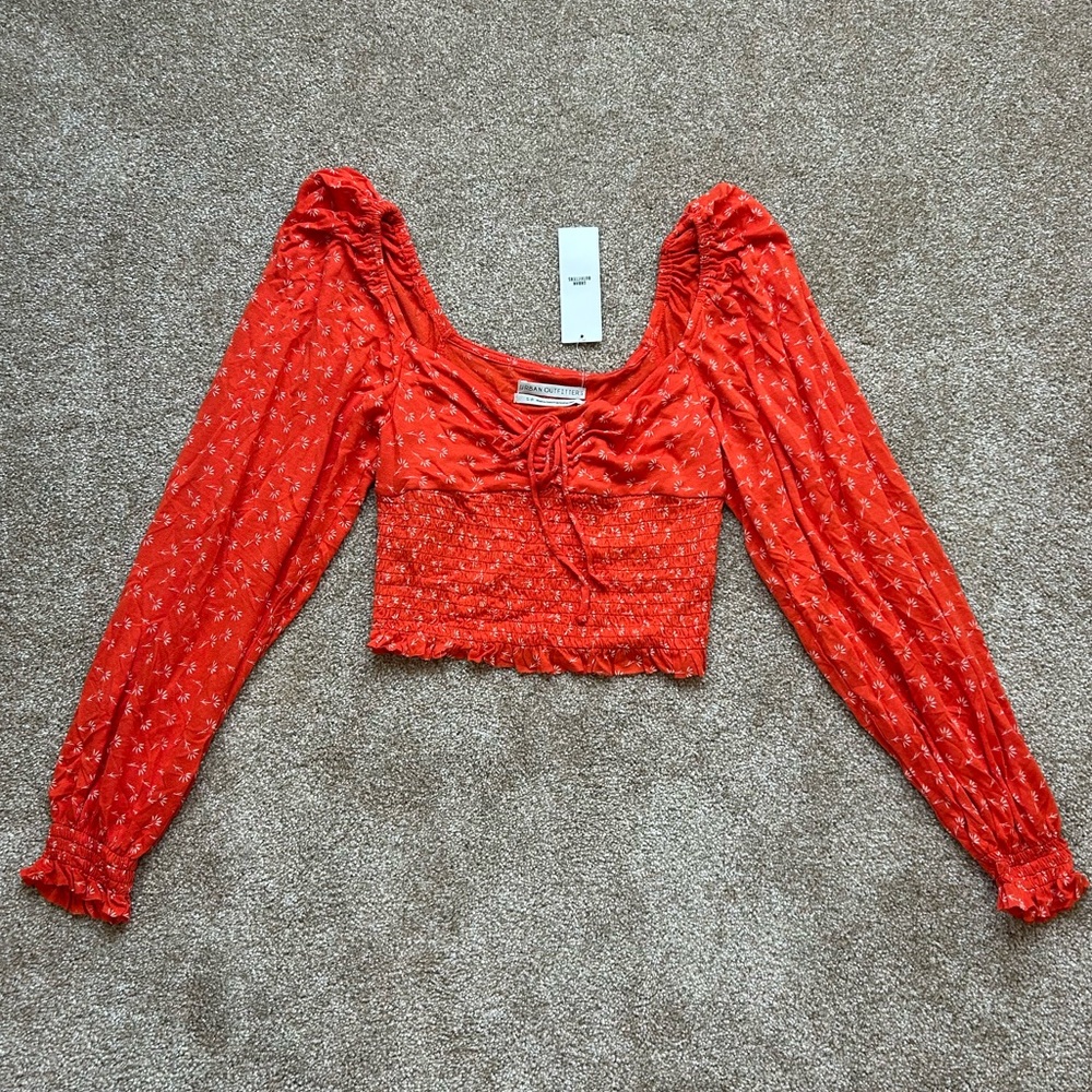 Urban Outfitters Orange Long Sleeve Blouse